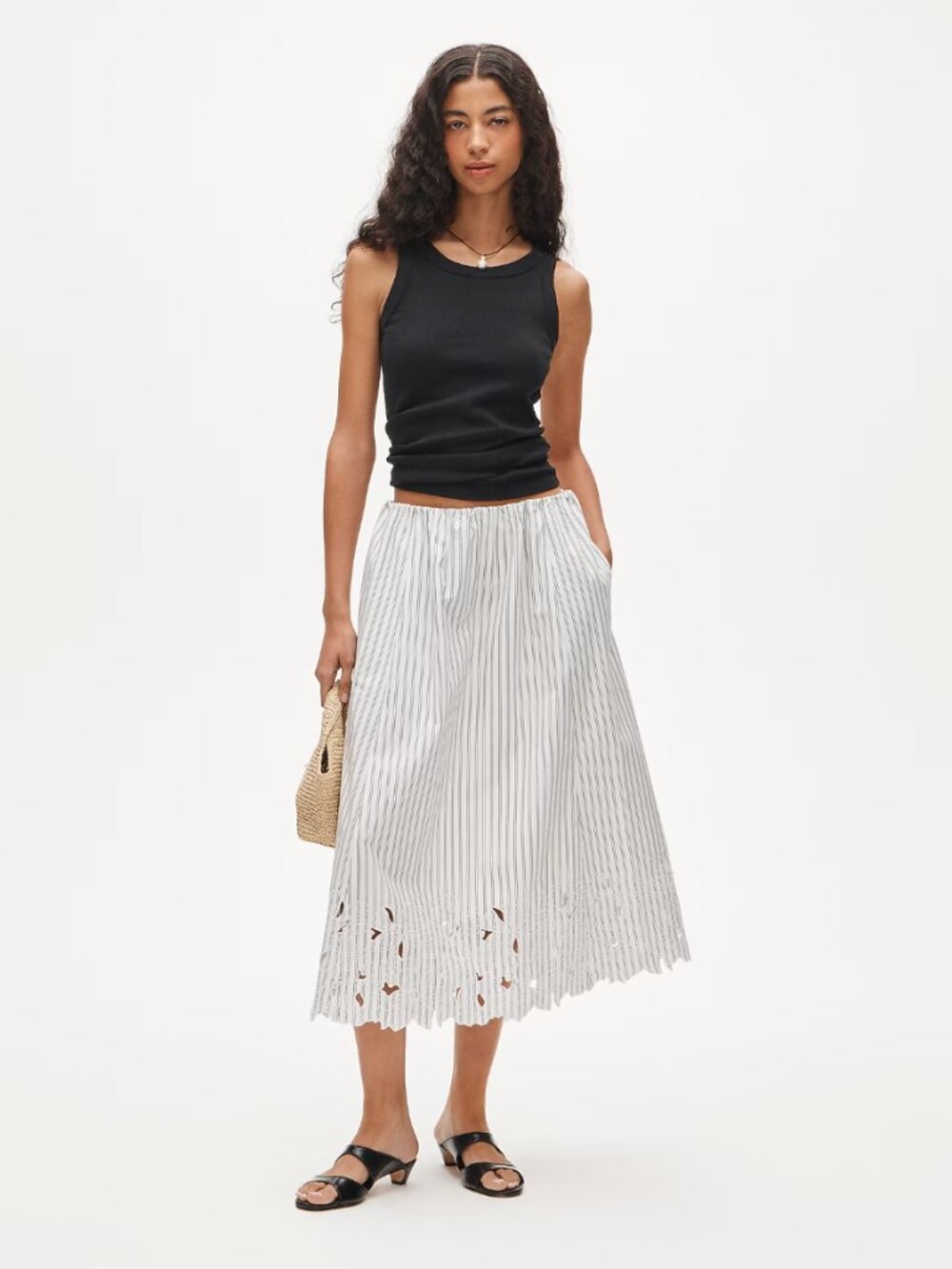 NWT J.Crew Pull-on Midi Dress in Striped Cotton Poplin